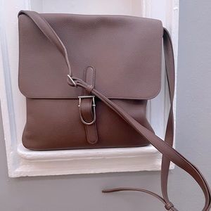 Delvaux Brown Leather Crossbody Silver Palladium Bag Chic Tan bruxelles